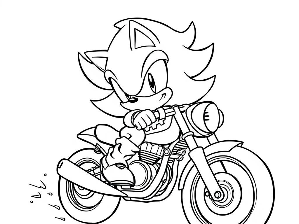 Shadow the Hedgehog Motorcycle Coloring Page