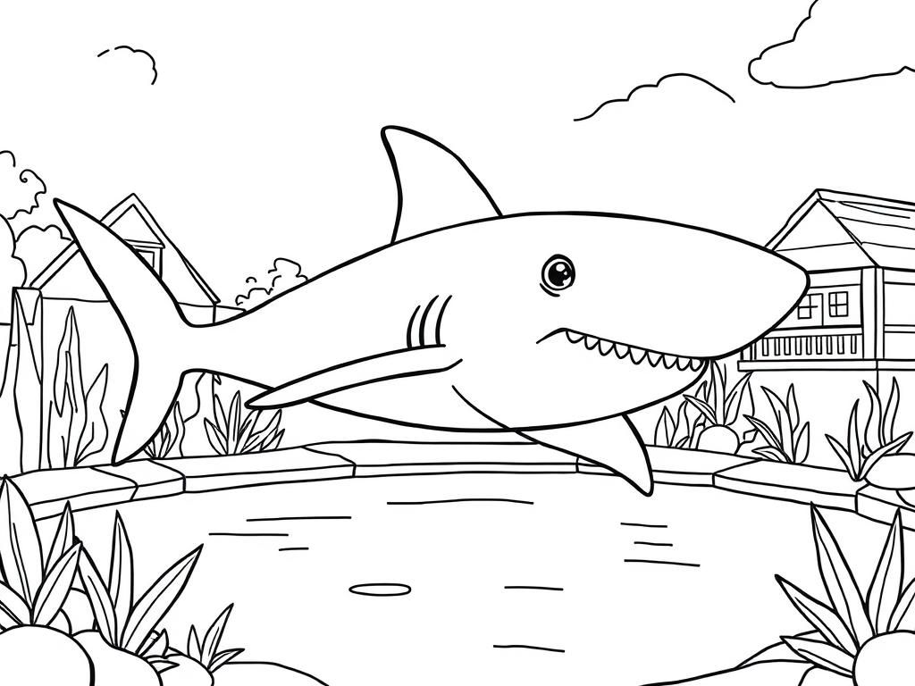 Kleurplaat van een haai