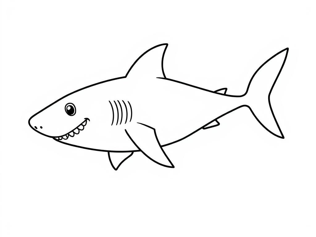Cartoon Shark Coloring Page