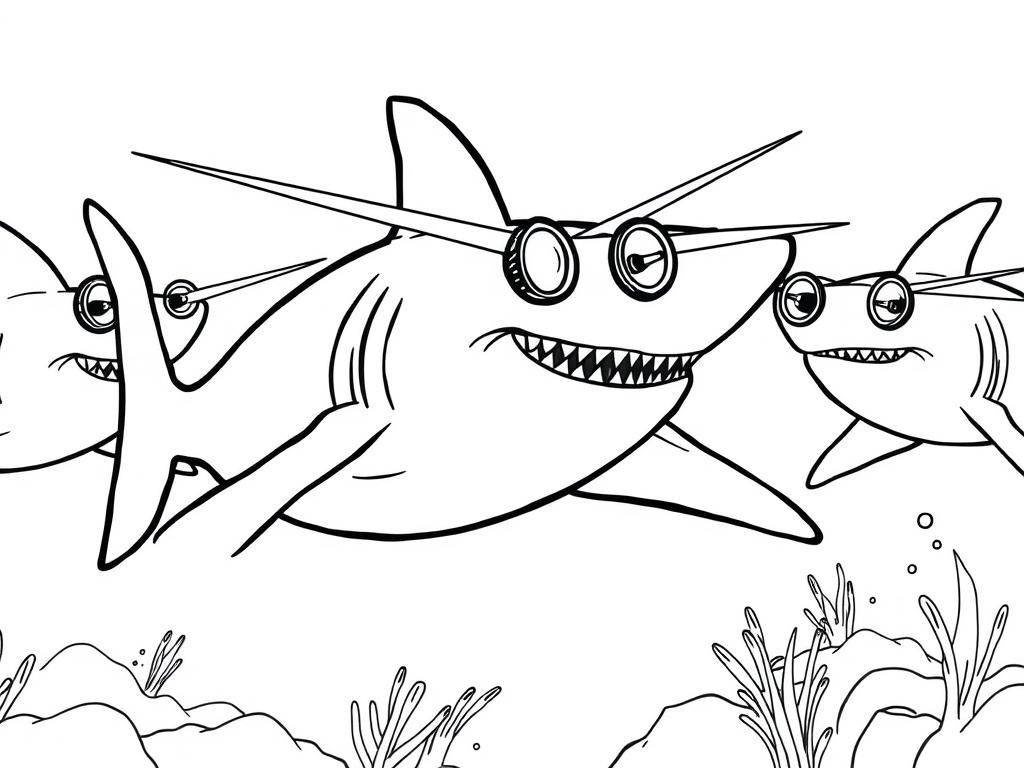 Sharks Coloring Page