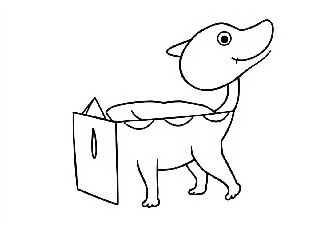 Happy Dog with Box Coloring Page