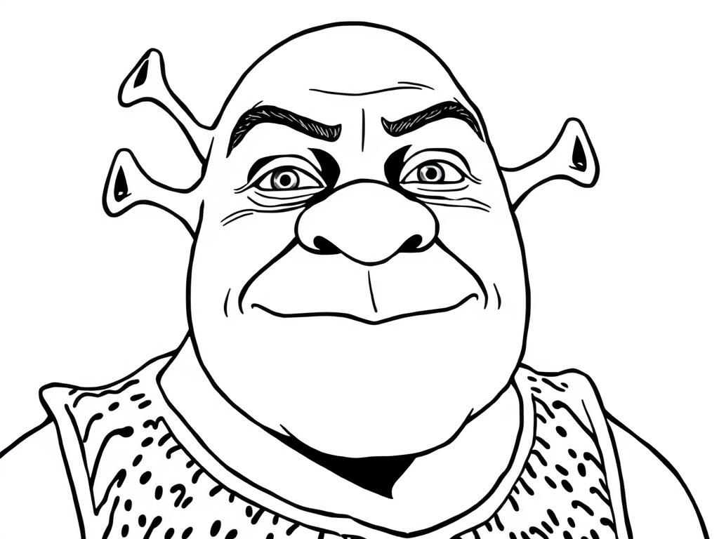 Preview of Shrek in black and white, detailed face