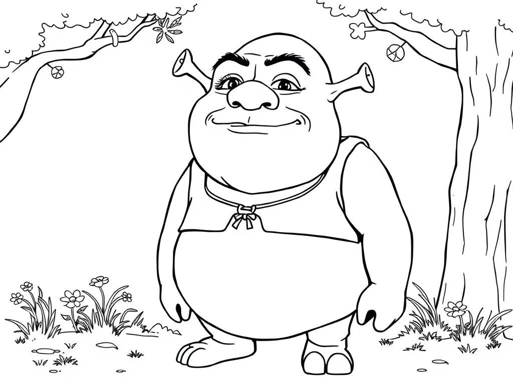 Preview of Shrek in black and white only, detailed