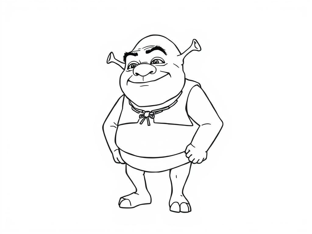 Preview of Shrek in black and white only, detailed