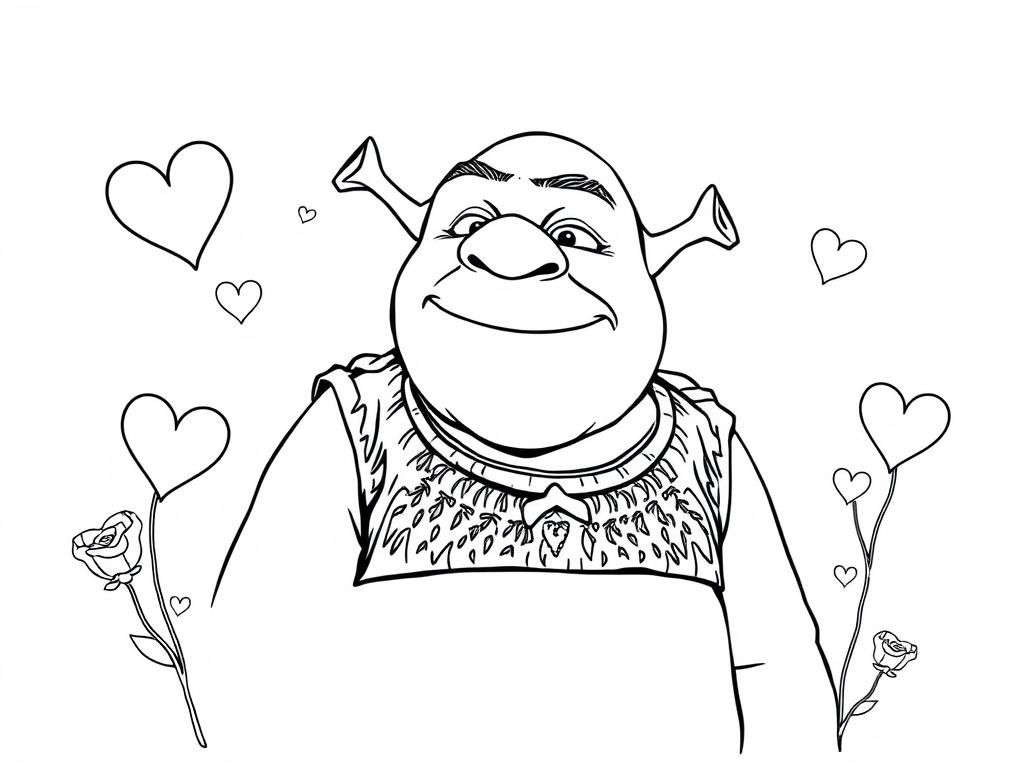 Preview of Shrek in black and white only in detail during Valentines day