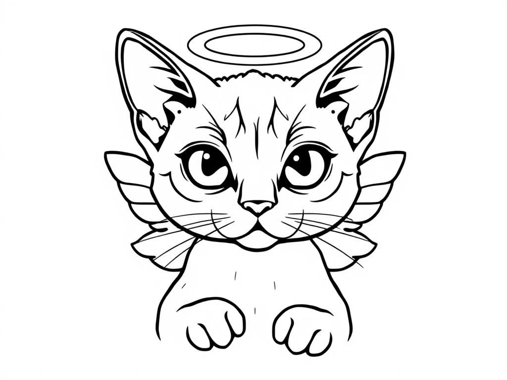 Angel Cat Coloring Page