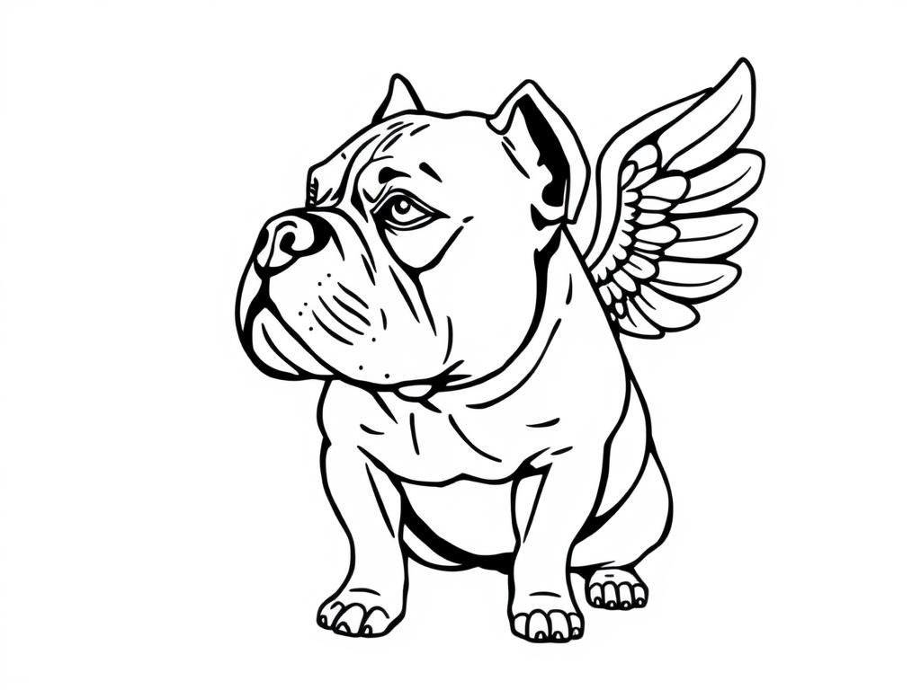 Preview of Side profile of overweight pitbull with angel wings