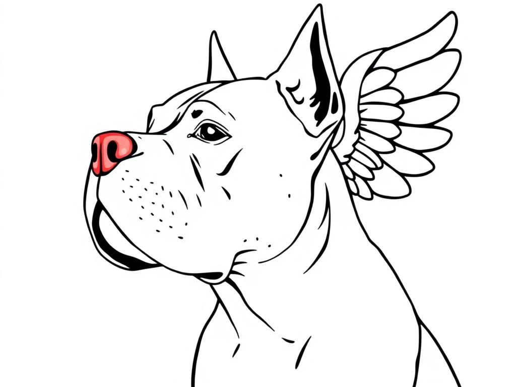 Preview of Side profile of overweight red nose pitbull with angel wings