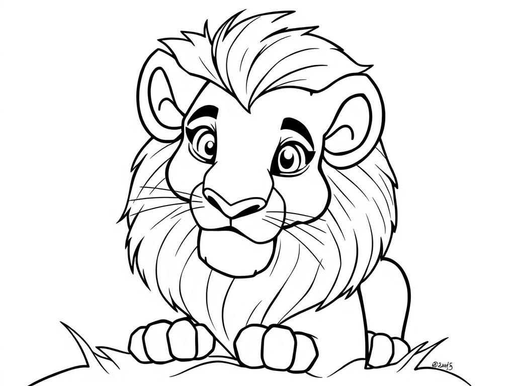 Lion Coloring Page for Kids
