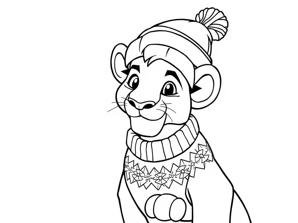 Lion Winter Coloring Page