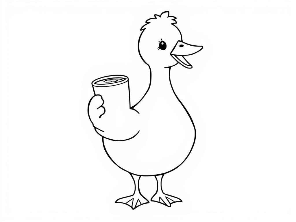 Duck Holding Can Coloring Page