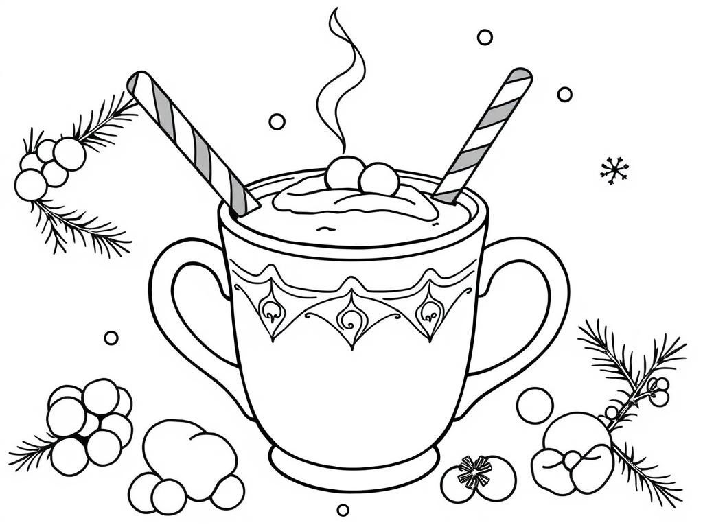 Warme chocolademelk kerst kleurplaat