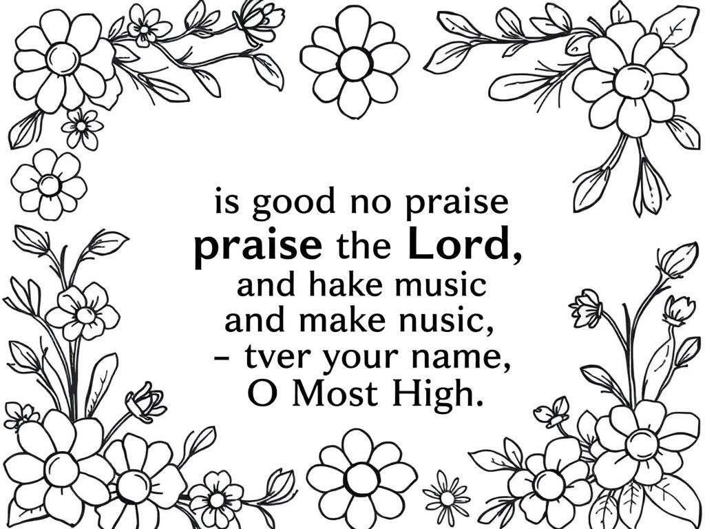 Preview of simple floral design around the words "It is good to praise the Lord and make music to your name, O Most High"