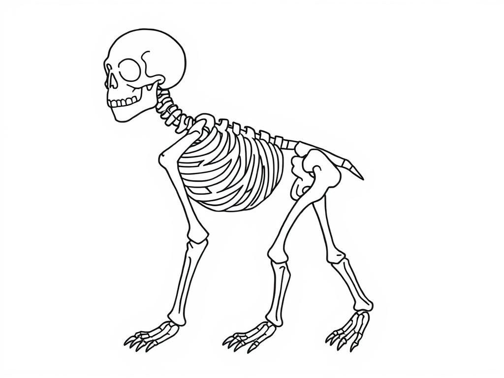 Dog Skeleton Coloring Page