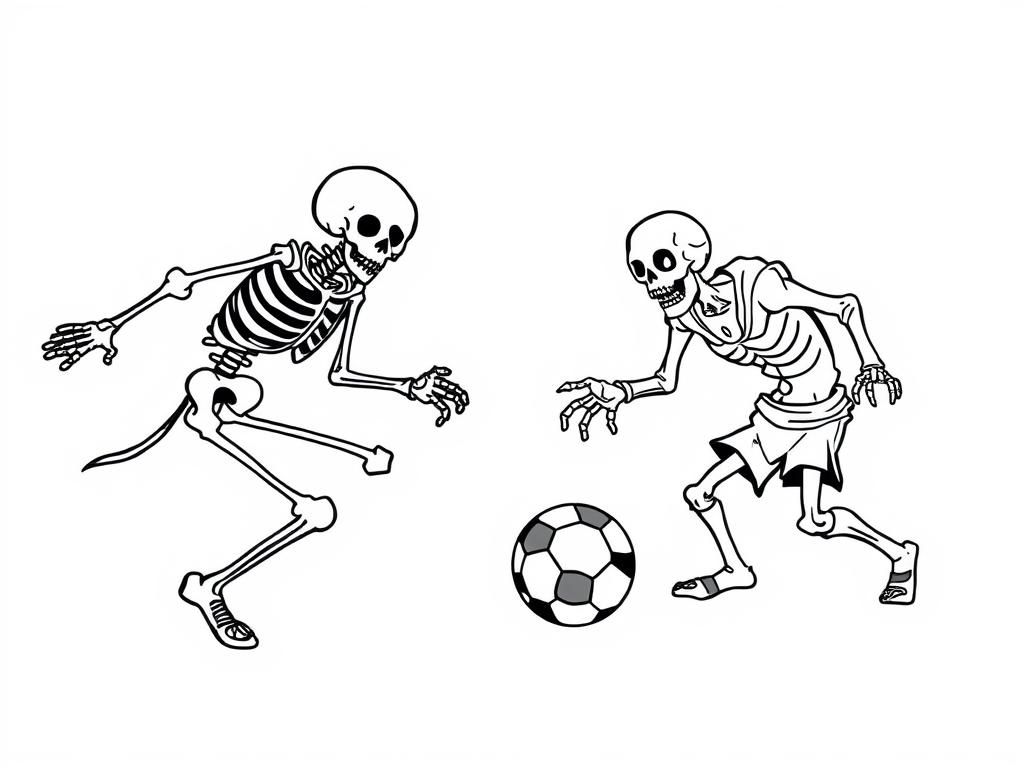 Skeleton Soccer Players Coloring Page