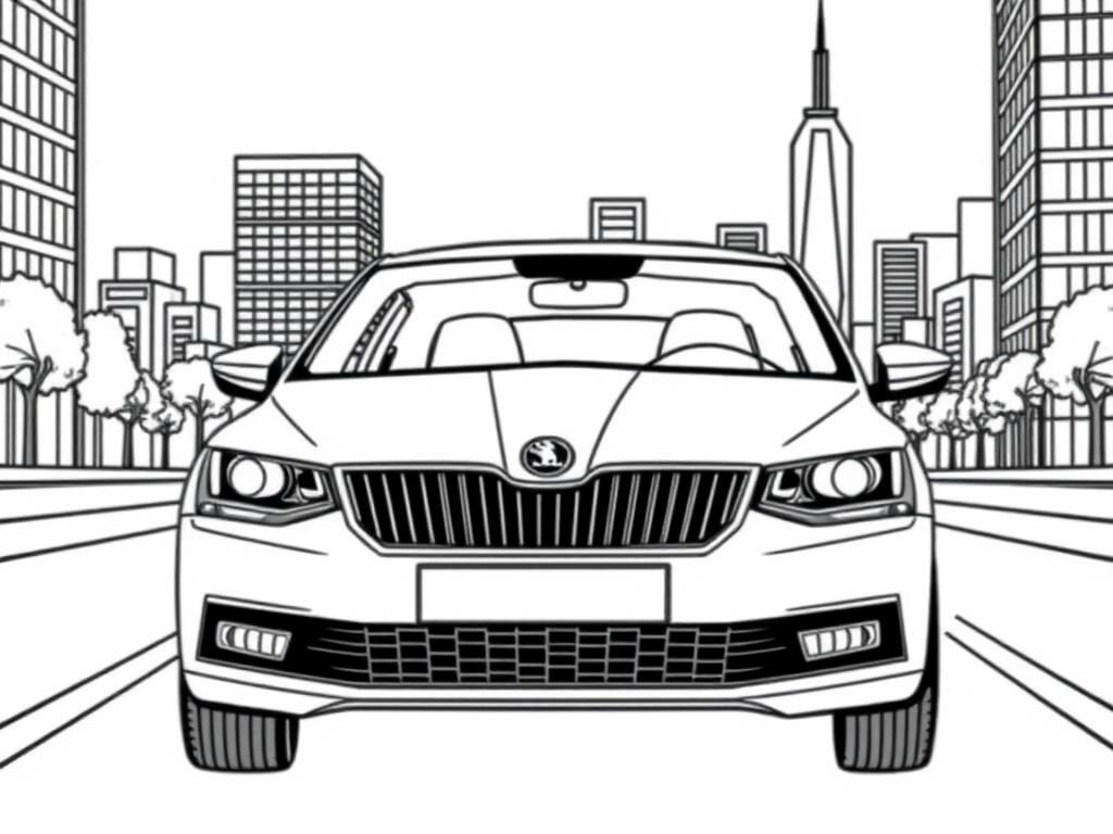 Car in the City Coloring Page