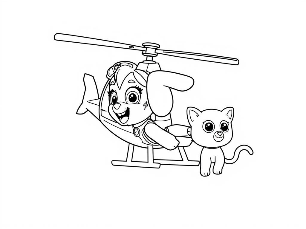 Dog in Helicopter Coloring Page