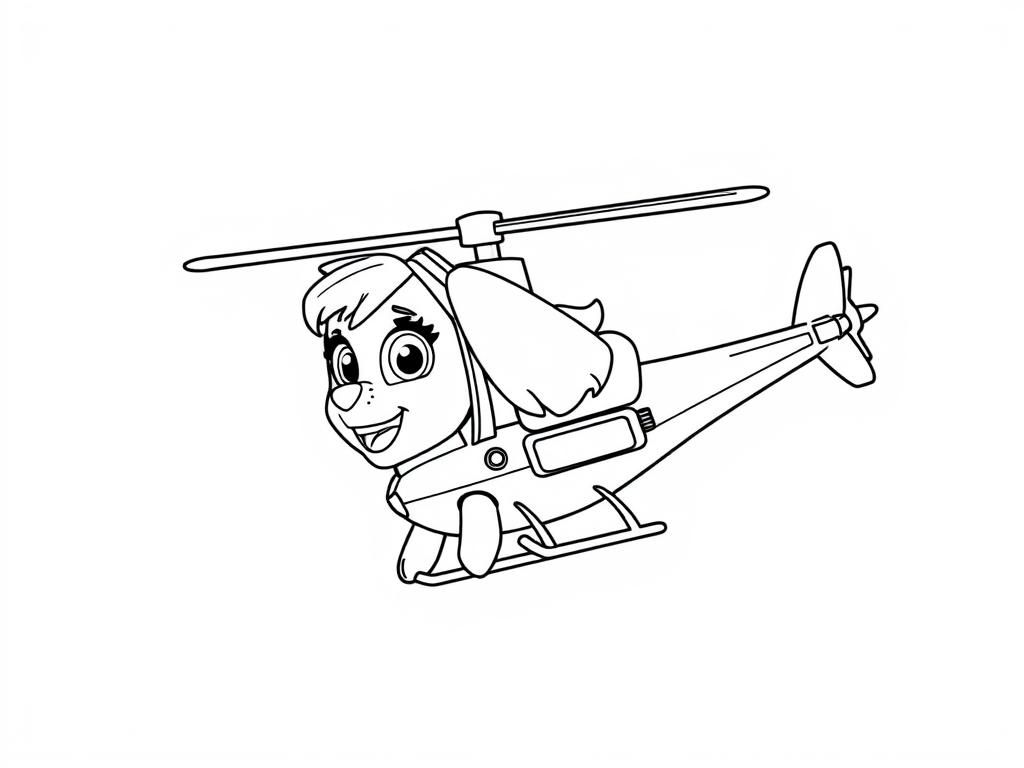Sky from paw patrol flying in her helicopter