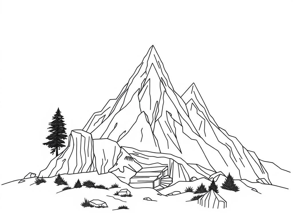 Mountain Landscape Coloring Page