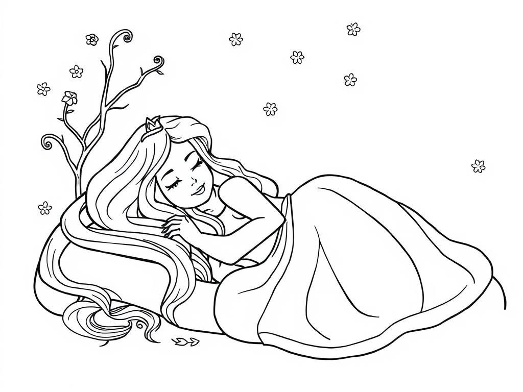 Princess Sleeping Coloring Page
