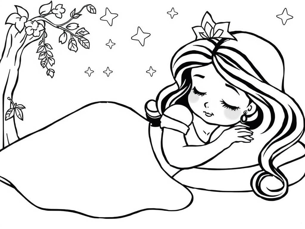 Sleeping Princess Coloring Page