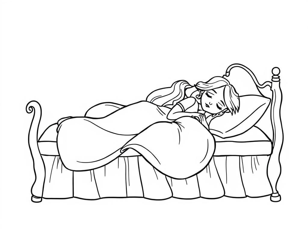 Sleeping Beauty on bed realistic