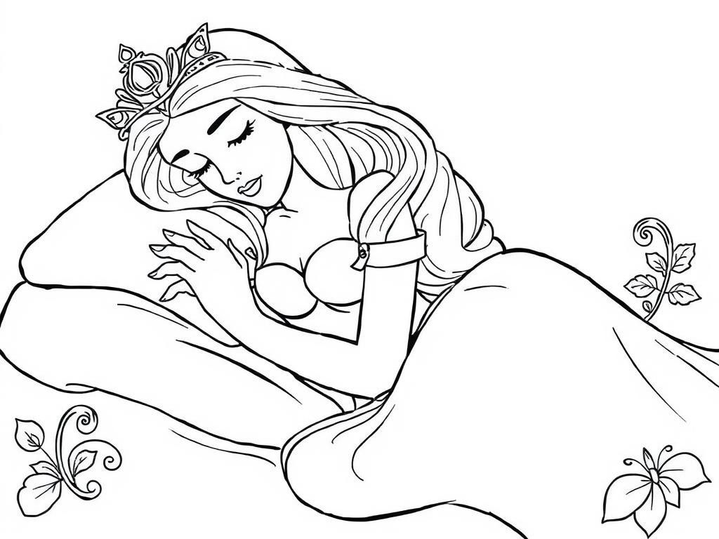 Sleeping Princess Coloring Page