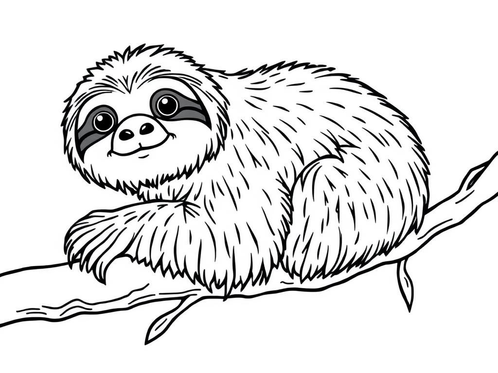 Sloth Coloring Page: Nature's Gentle Giant