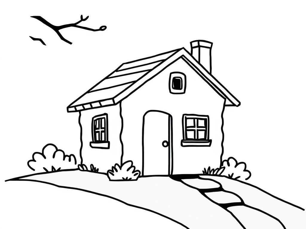 Cozy House Coloring Page