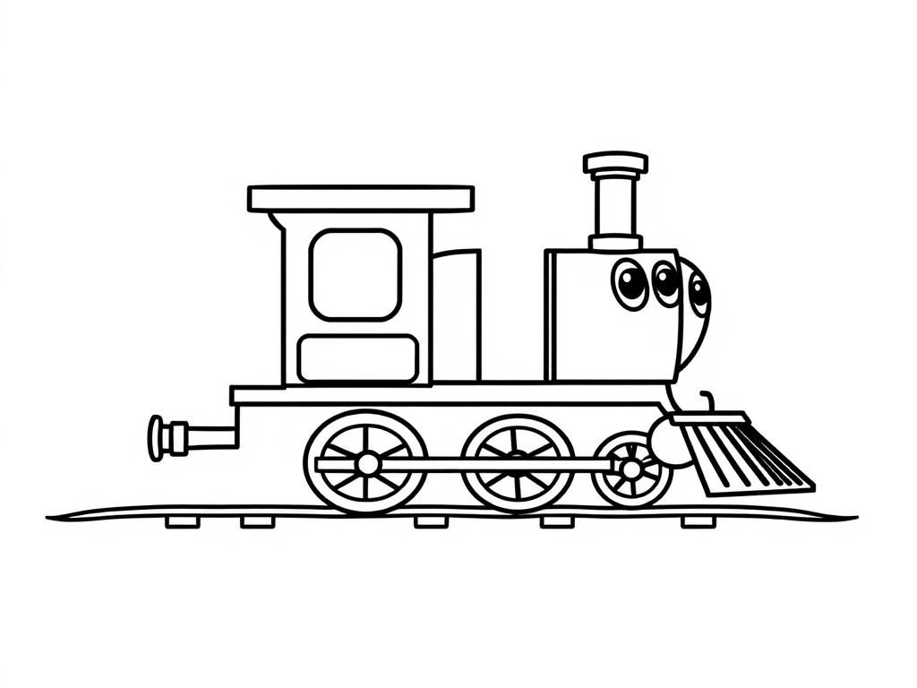small train with cartoon eyes - Free Printable Coloring Page