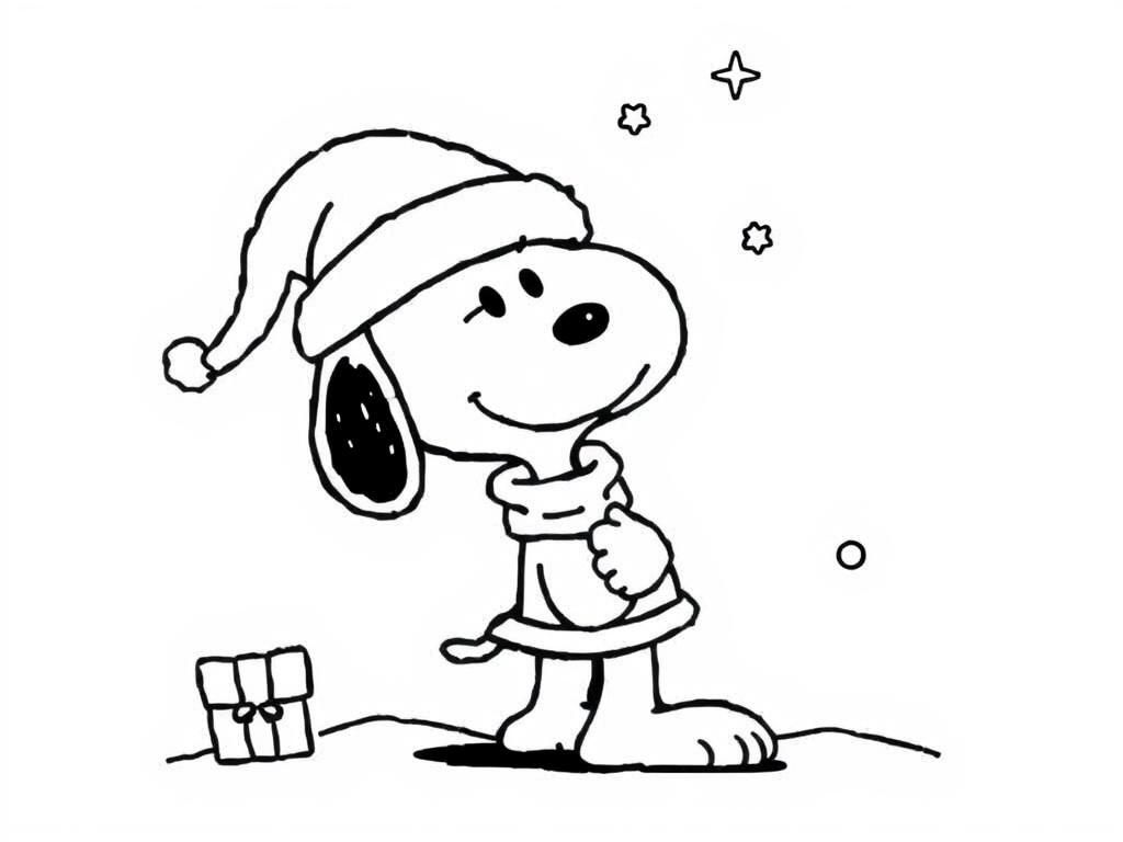 snoopy christmas - Free Printable Coloring Page