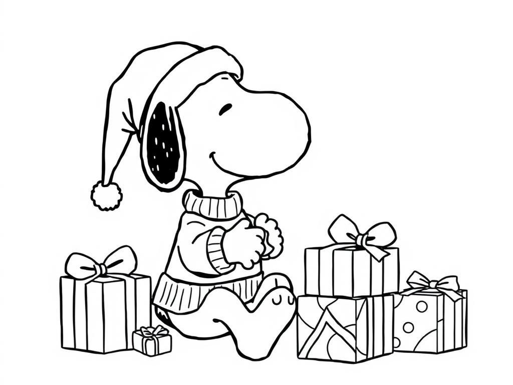 Snoopy Christmas Coloring Page