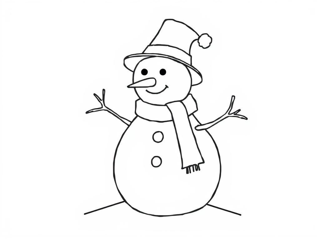Snowman Winter Coloring Page