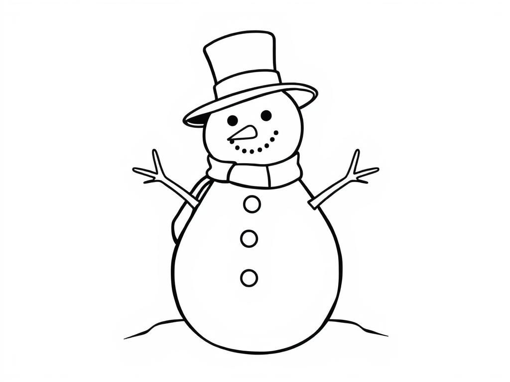 Snowman Winter Fun Coloring Page