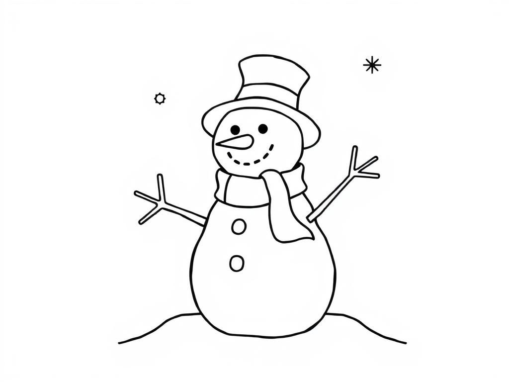 Snowman Winter Wonderland Coloring Page