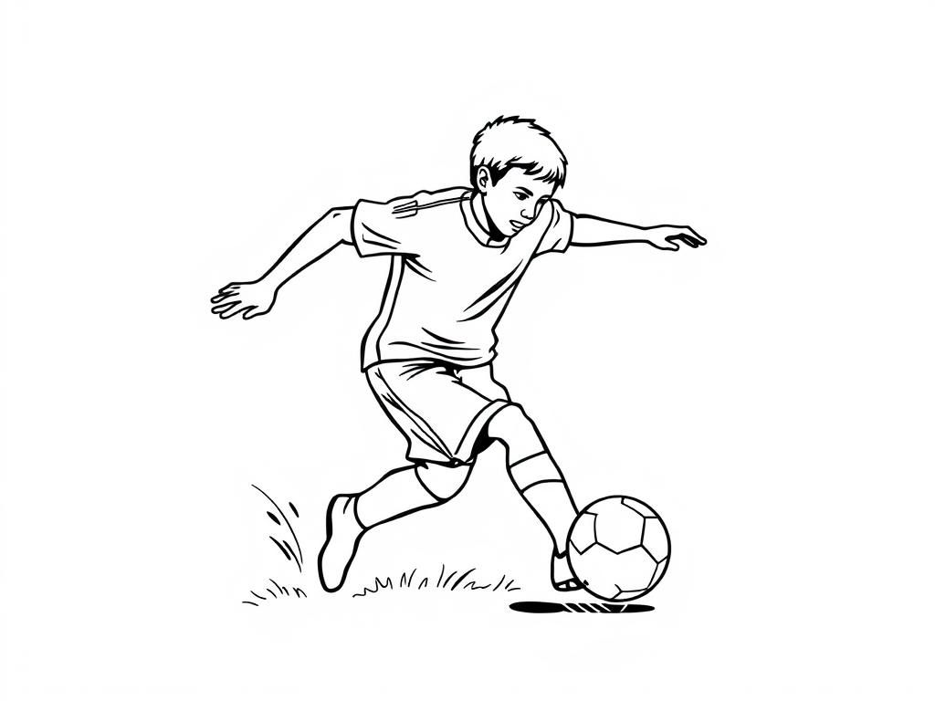 Boy Kicking Soccer Ball Coloring Page
