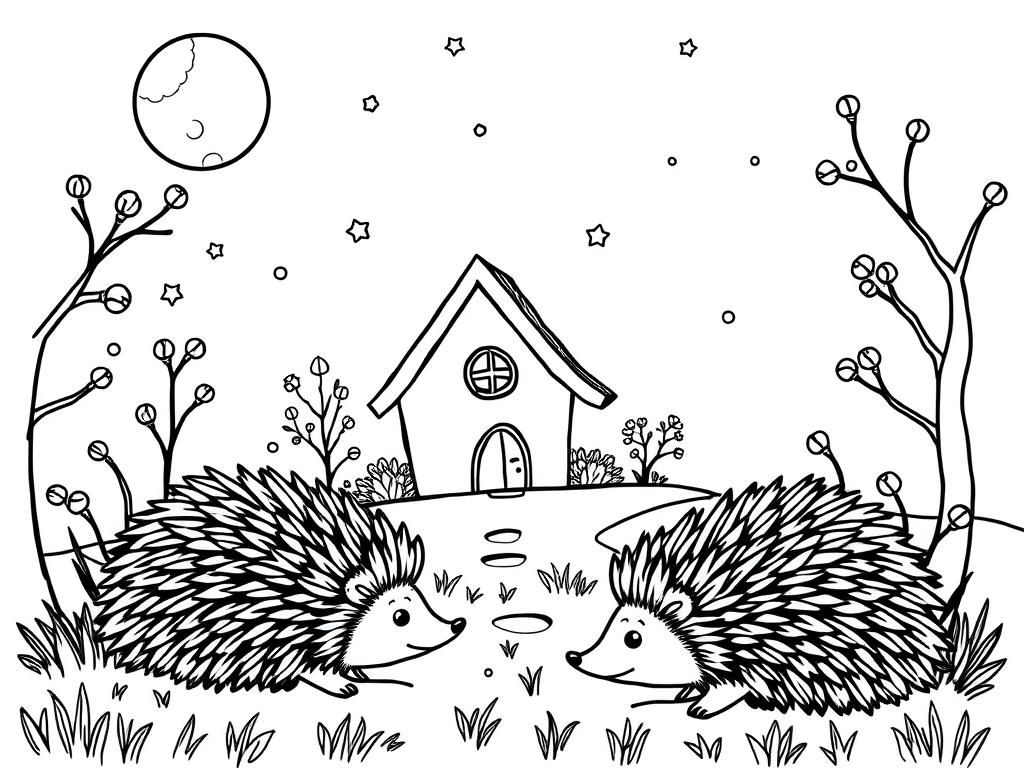 Some magical hedgehogs, a house and a moon.