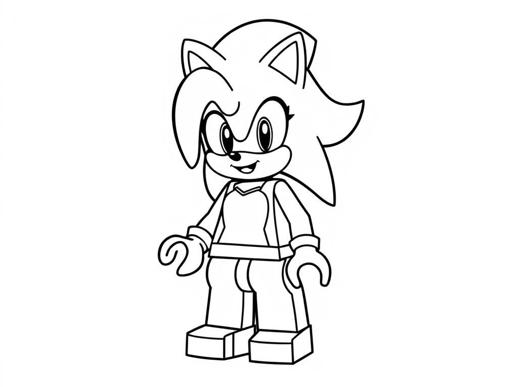 sonia from sonic the hedgehog but make it a lego minifigure - Free Printable Coloring Page