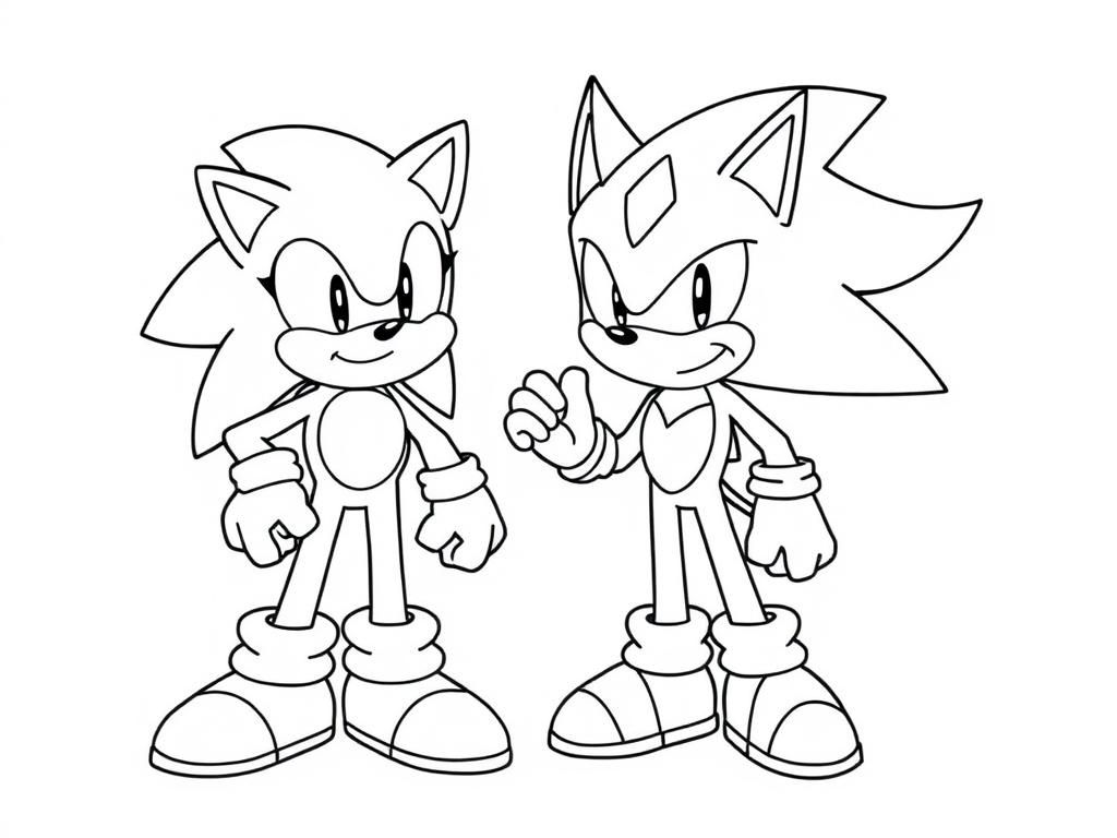 Sonic and Shadow Friends Coloring Page