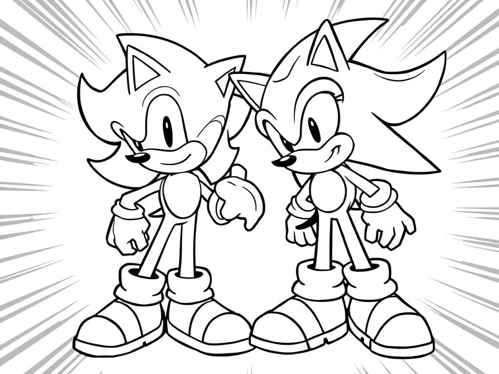 Sonic and shadow - Free Printable Coloring Page