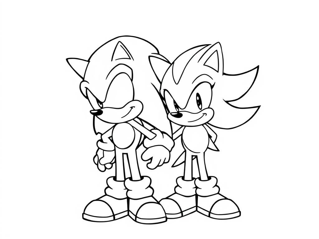 Sonic and Shadow Friends Coloring Page