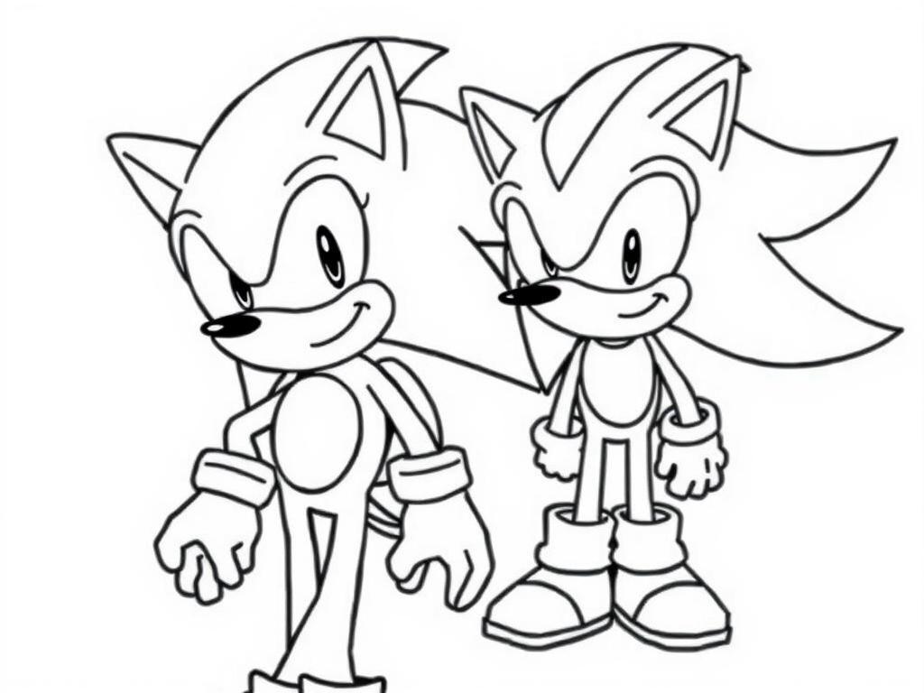 sonic and shadow - Free Printable Coloring Page