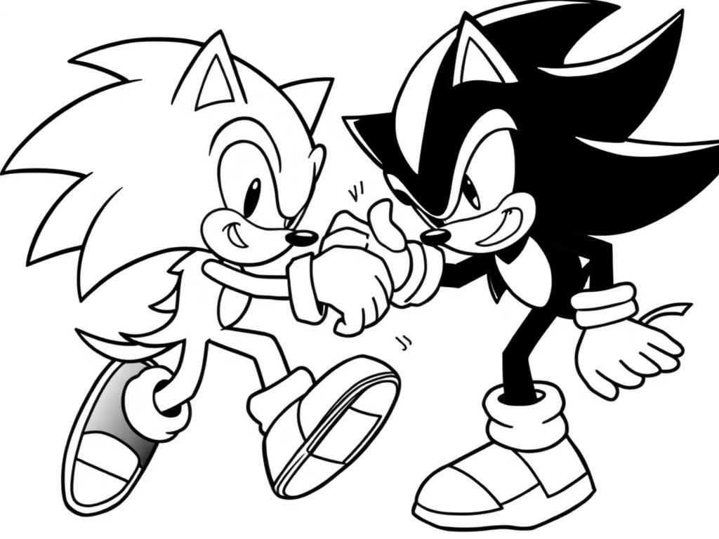 Preview of sonic and shadow the hedgehog fighting each other