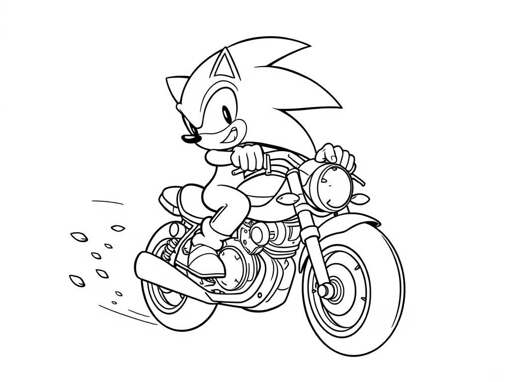 Sonic the Hedgehog Motorcycle Coloring Page