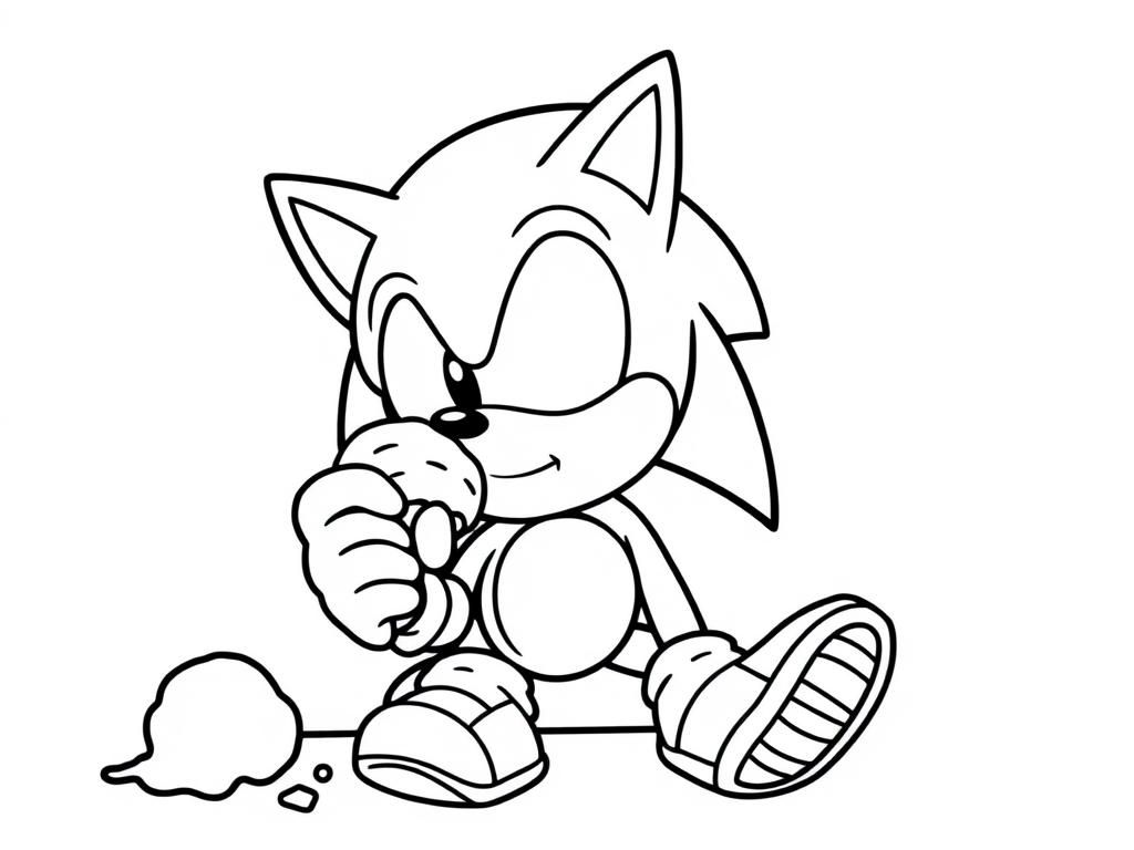 Sonic eating ice cream - Free Printable Coloring Page