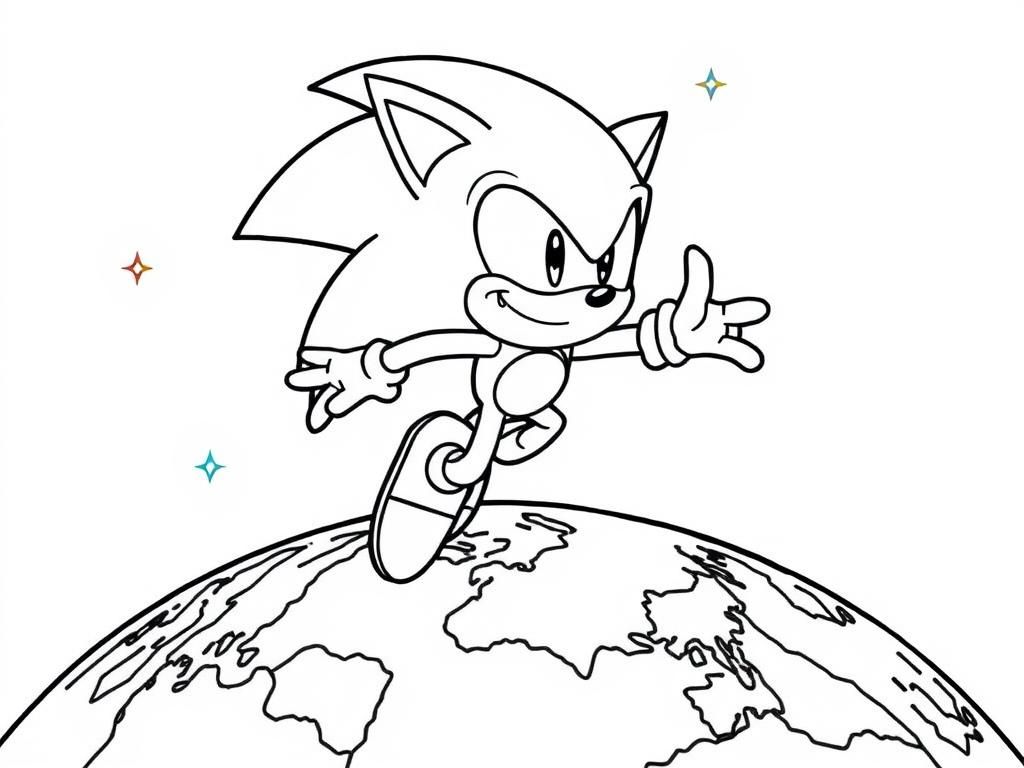 sonic flying over the world