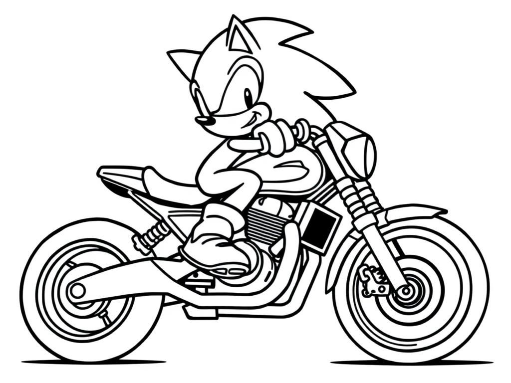Sonic the Hedgehog Motorcycle Coloring Page