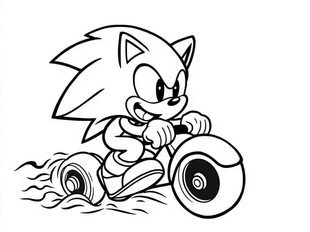 Sonic racing Pacman - Free Printable Coloring Page