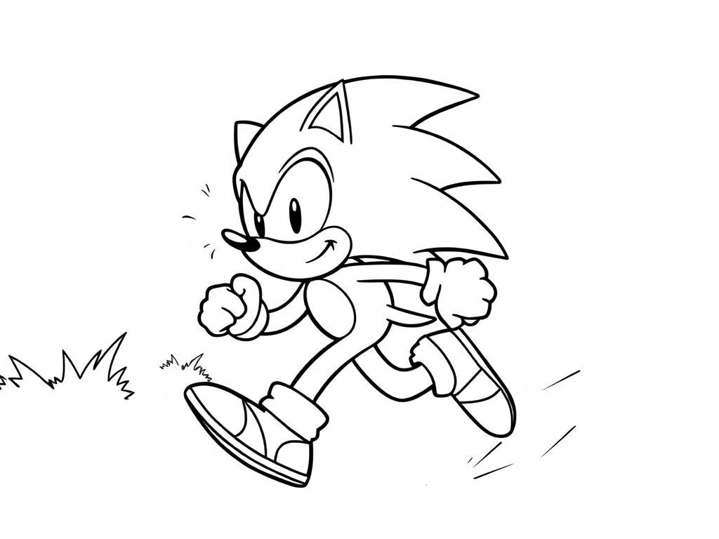 sonic running - Free Printable Coloring Page