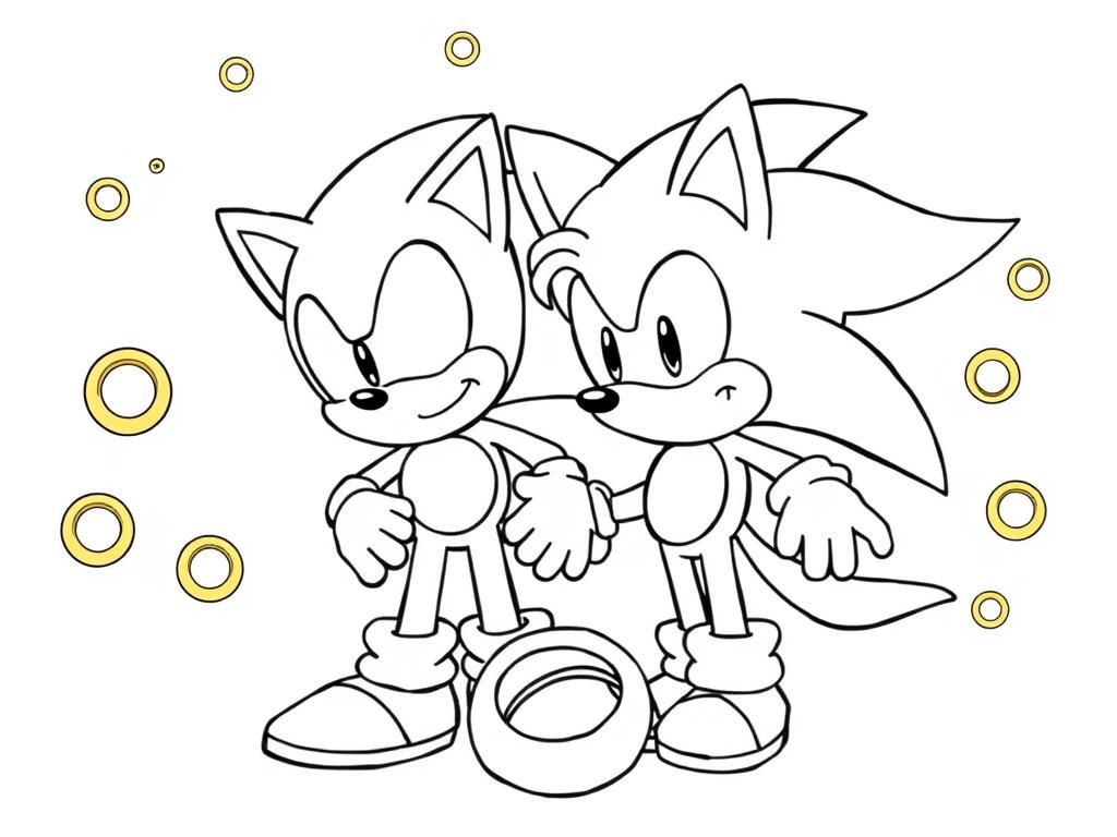 Coloring Page of Sonic and Friend